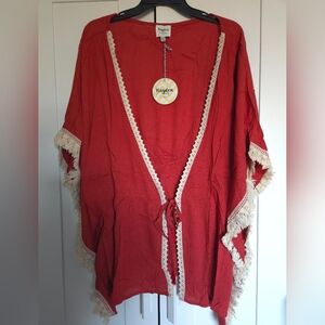 Orange Poncho Style Top - PLUS
